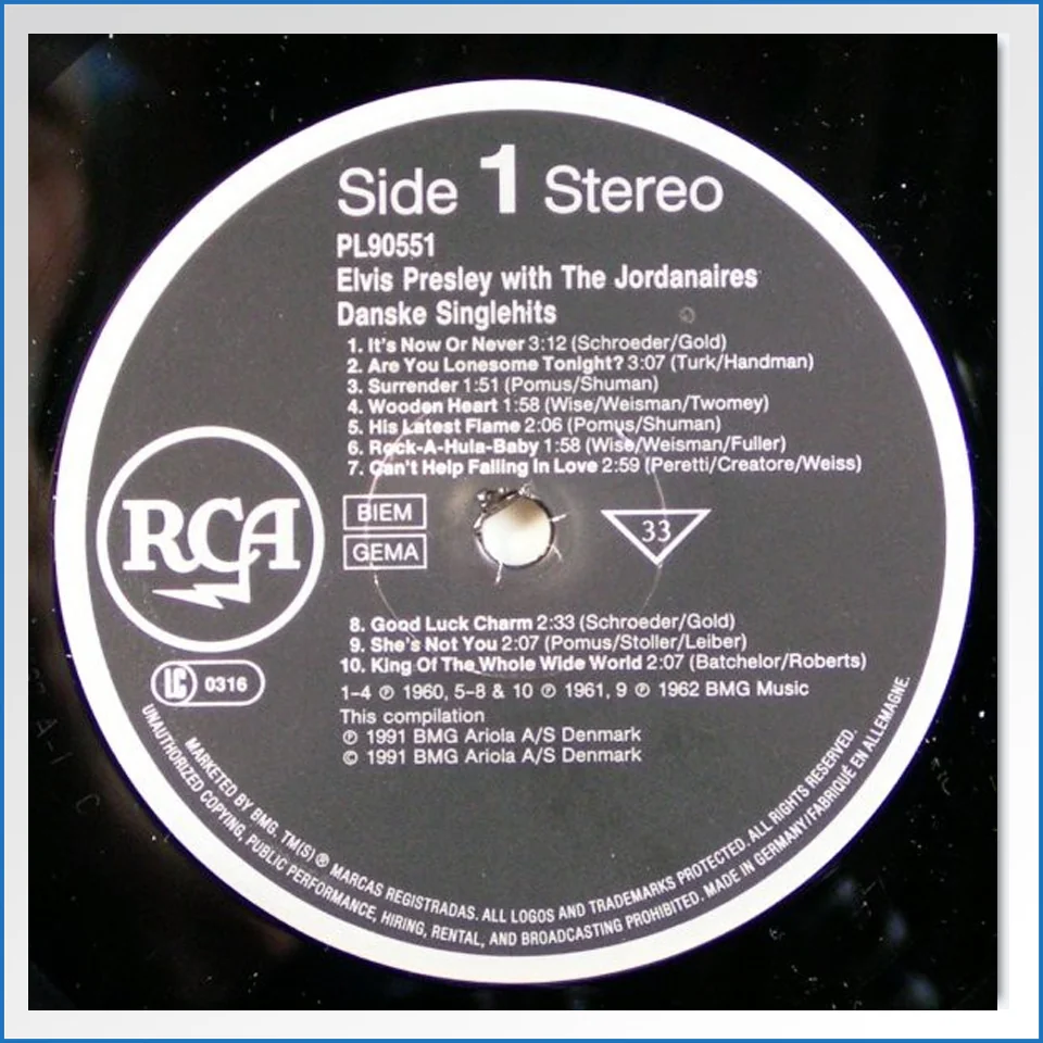 Elvis Presley – Danske Single Hits RCA 1991 PL90551 LP – B-WARE label.jpg